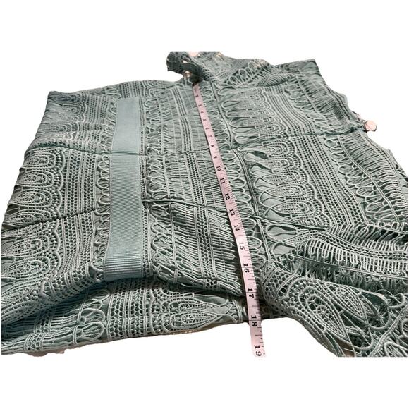 Eva Mendes NY&C Crochet Lace Midi Cocktail Dress Mint Green Petite‎ M NWT - Picture 10 of 15